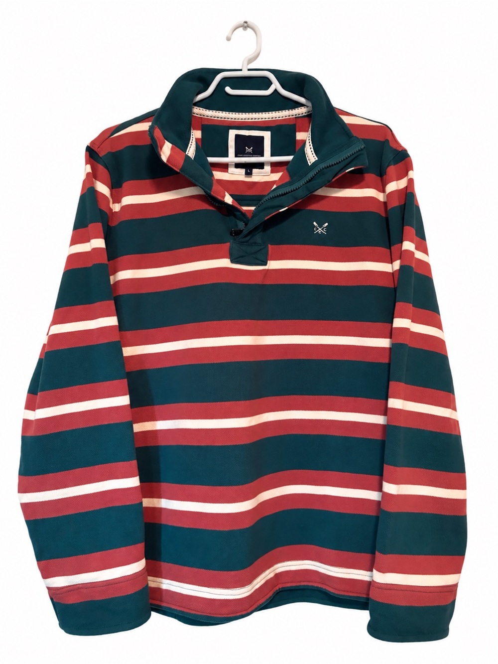 Crew Clothing Company Men’s Rugby Striped Quarter Zip Sweatshirt Size L